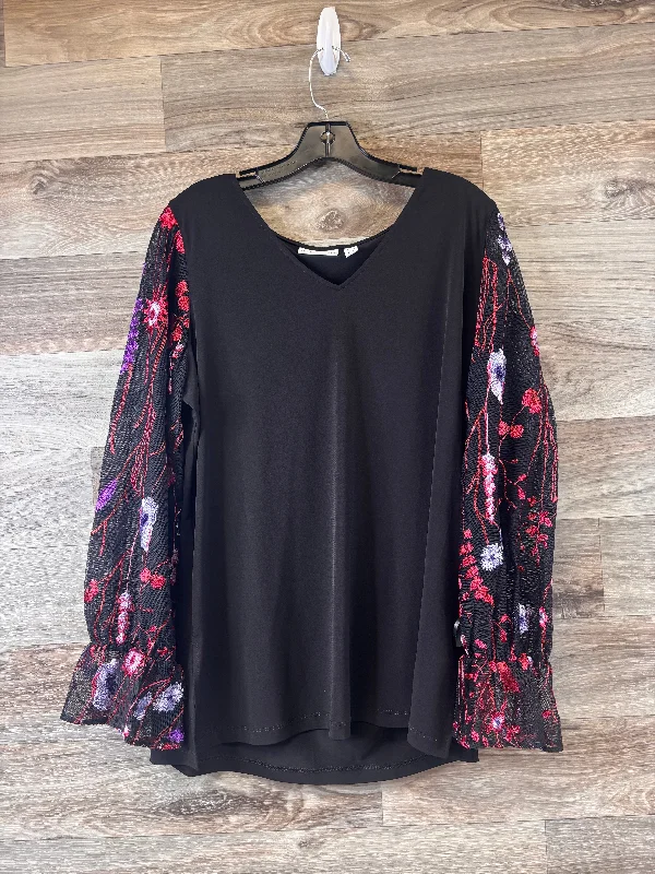 Top Long Sleeve By Susan Graver In Black & Pink, Size: L Bohemian Men's Free