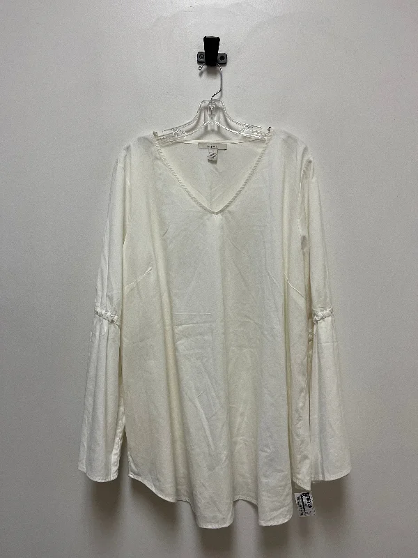 Cream Tunic Long Sleeve Sejour, Size 1x Beach