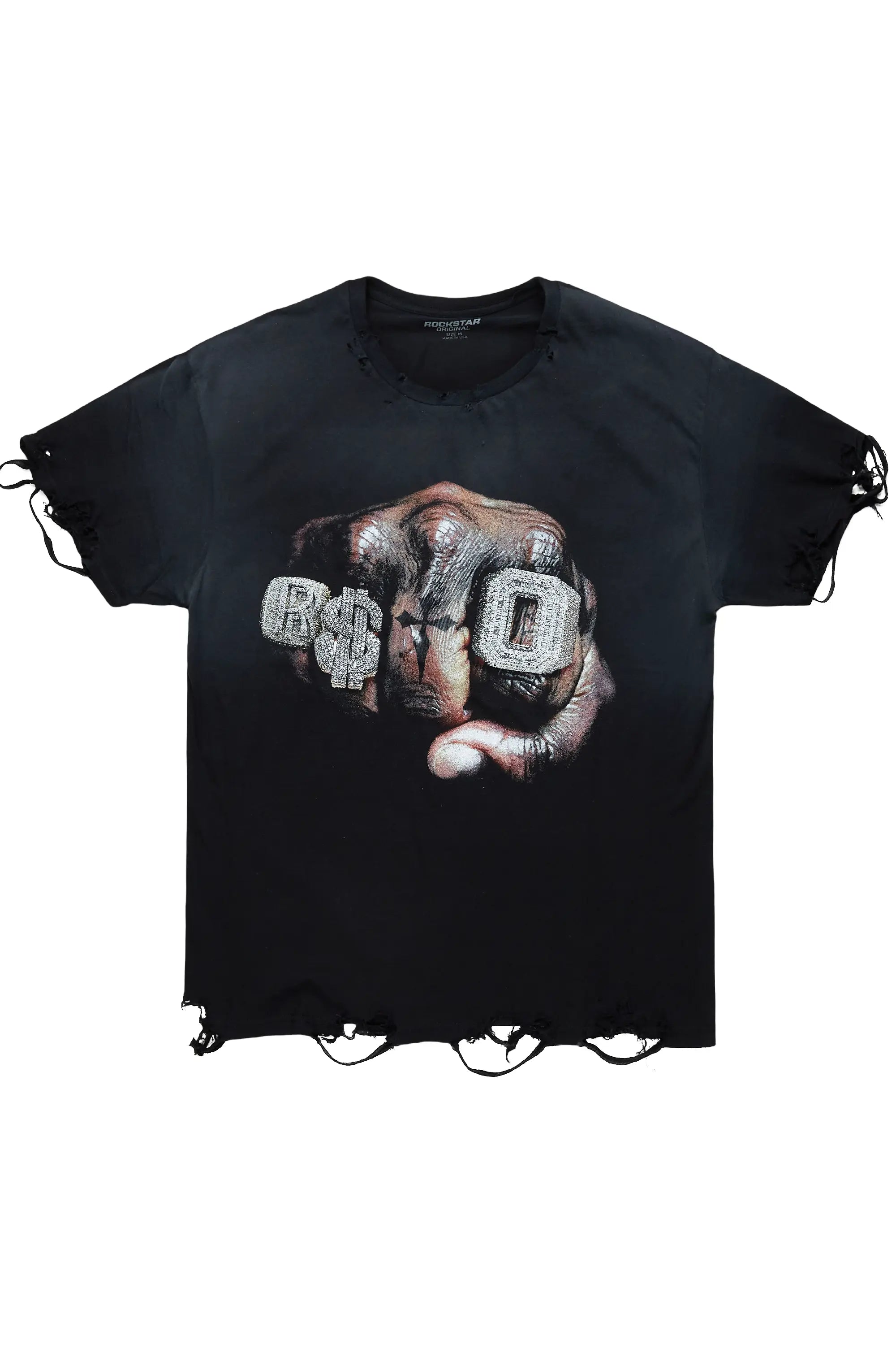 Janus Black Oversized Graphic T-Shirt Casual Men's Loose