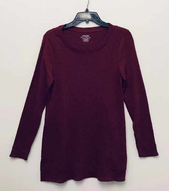 Top Long Sleeve By Chicos In Maroon, Size: Xs Refined Men's European