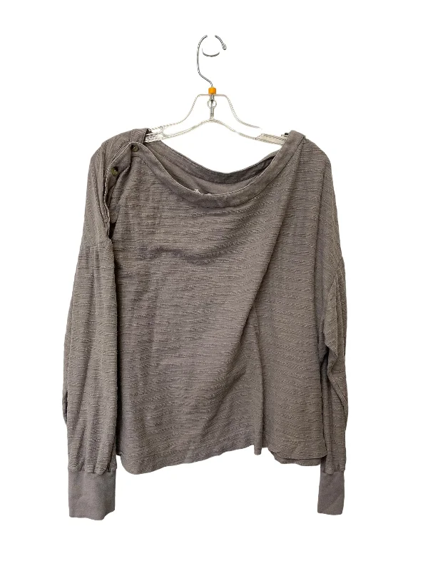 Top Long Sleeve By Anthropologie In Taupe, Size: 2x Modern Men's Geometric