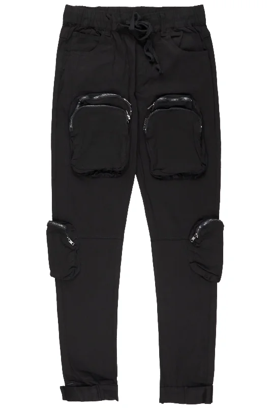 Cain Black Cargo Pants Unique Men's Patch