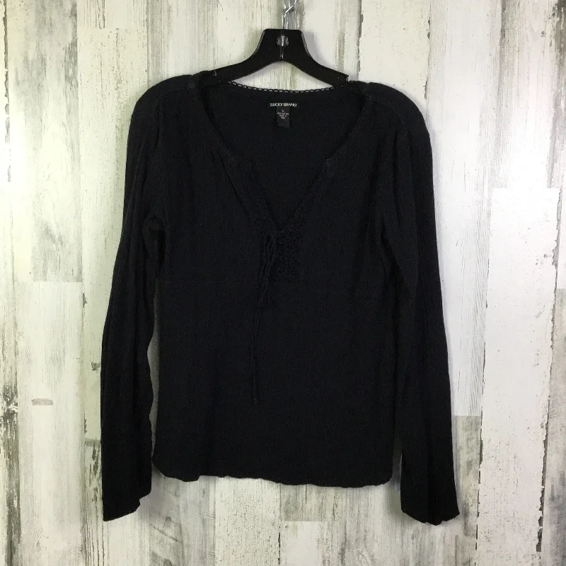 Top Long Sleeve By Lucky Brand In Black, Size: S Casual Men's Loose