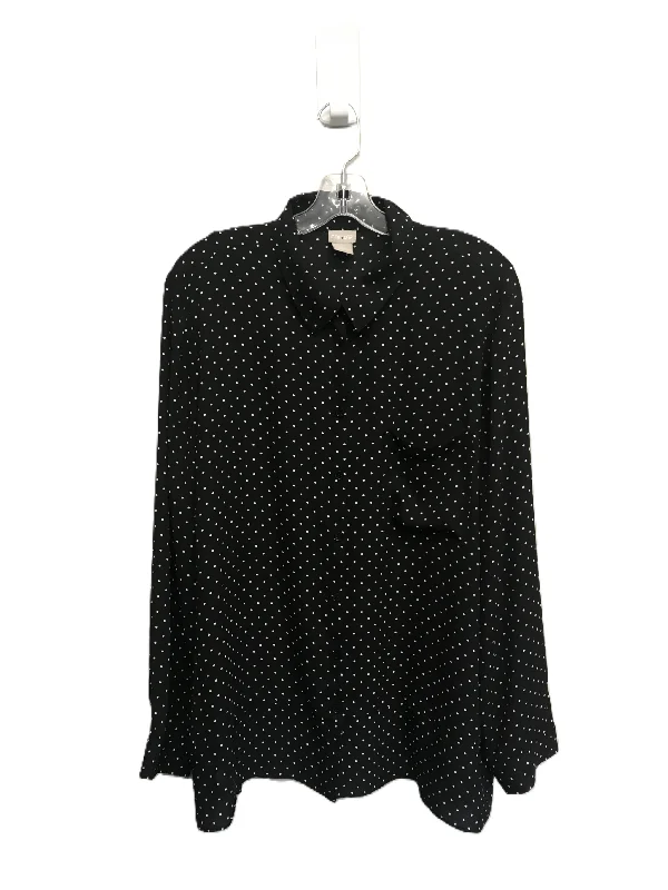 Polkadot Pattern Top Long Sleeve By Chicos, Size: 4x Monochromatic All