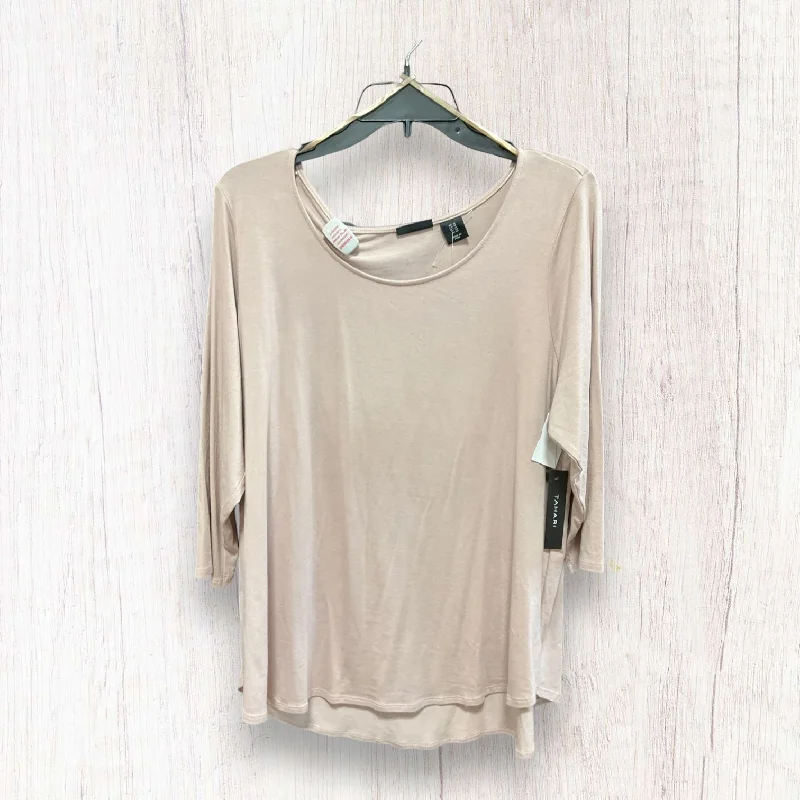 Top 3/4 Sleeve Basic By T Tahari In Taupe, Size: 1x Trendy Men's Bucket