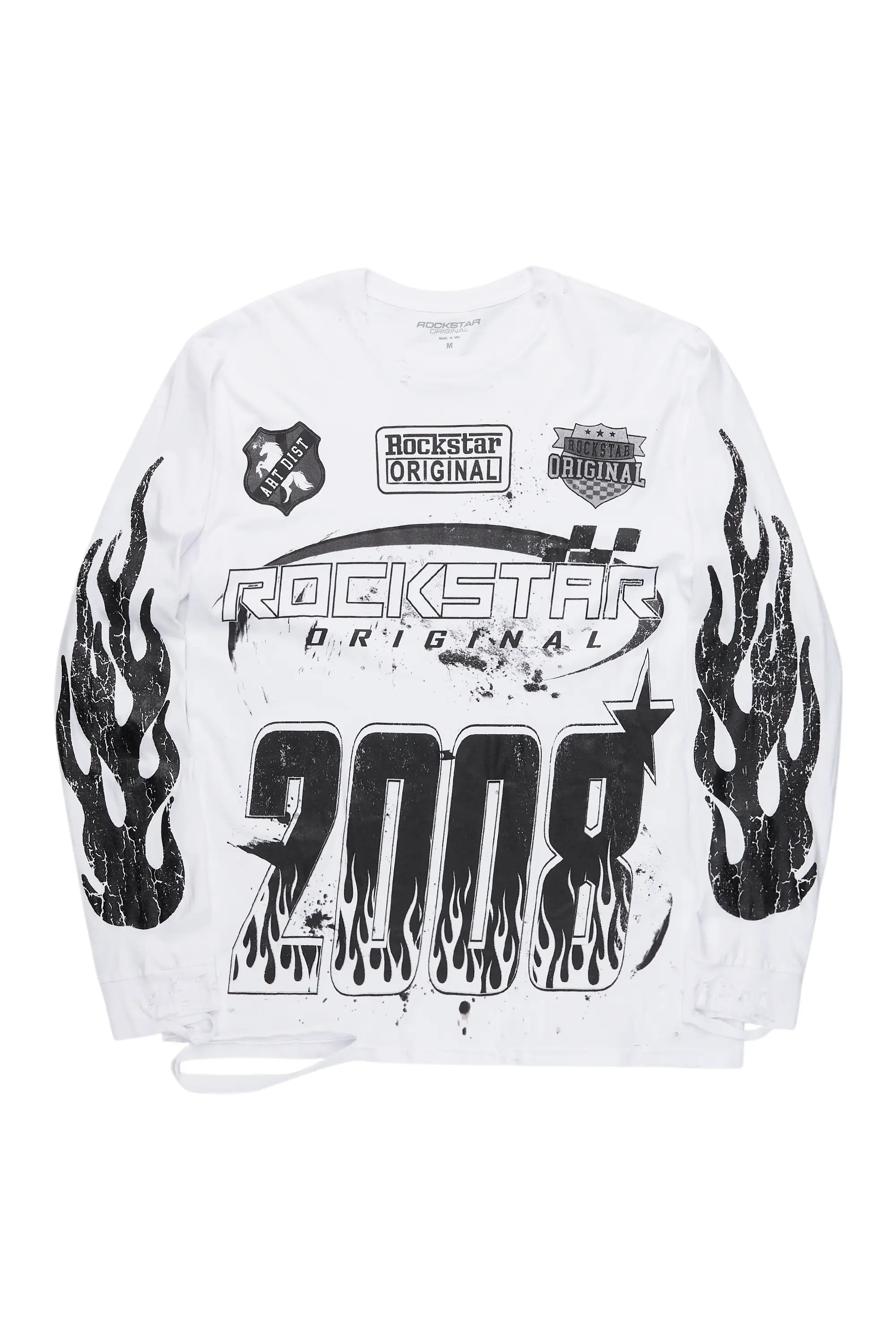 Amos White/Black Long Sleeve Graphic T-Shirt Cozy Men's Winter