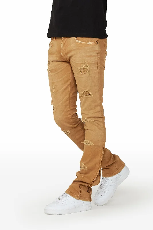 Ezio Gold Stacked Flare Jean Organic