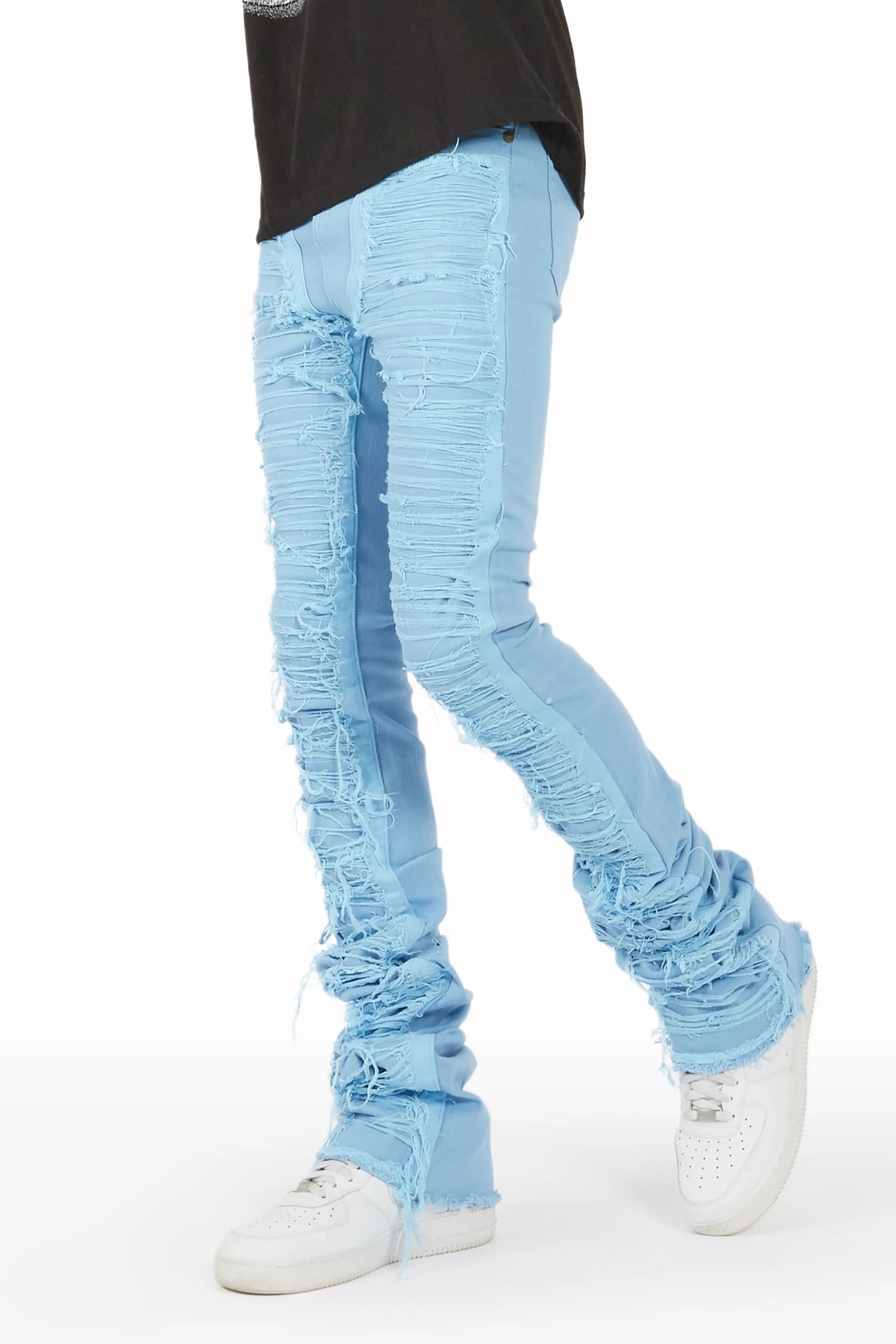 Astor Baby Blue Super Stacked Flare Jean Vacation