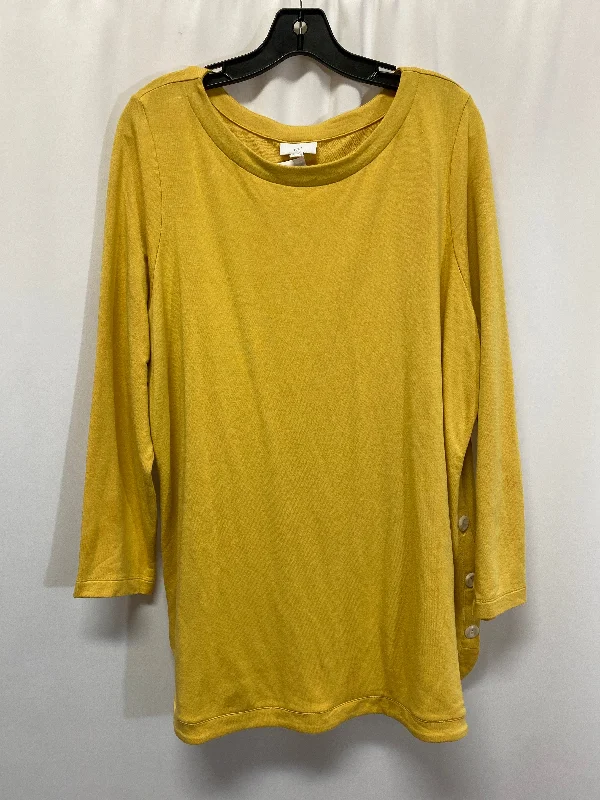 Top Long Sleeve By J. Jill In Yellow, Size: 1x Athletic Men's High