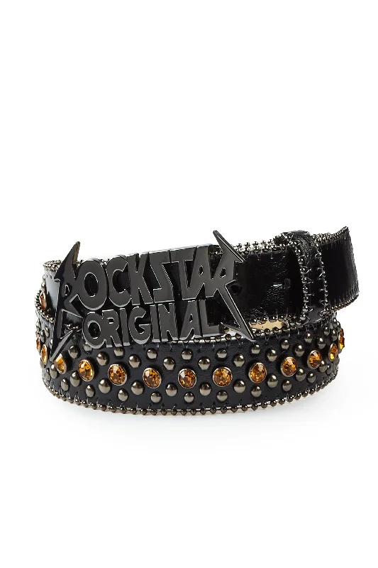 Silas Rockstar Logo Belt- Black/Orange Casual Men's Loose