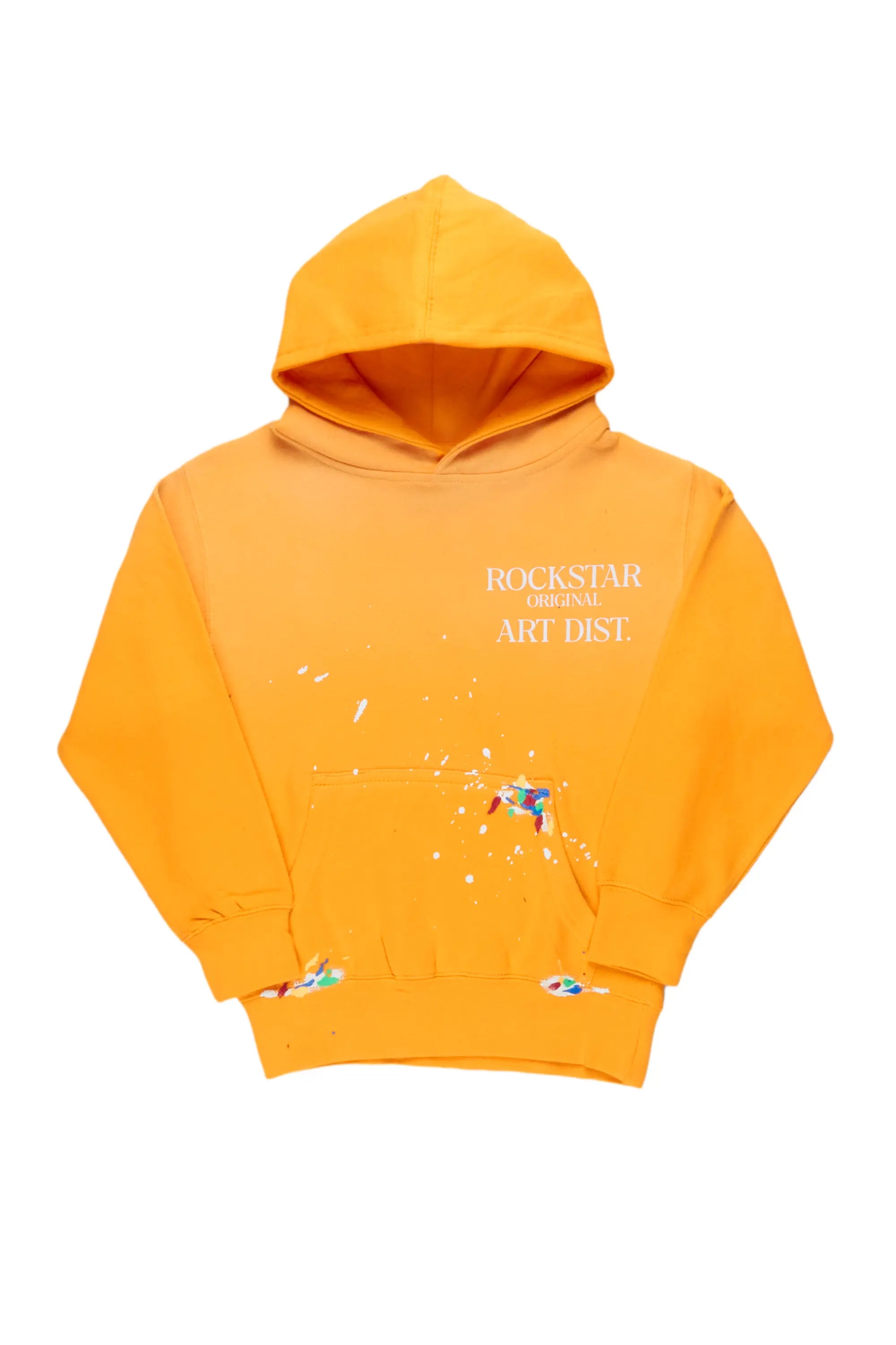 Boys Rockstar Art Dist. Yellow Graphic Hoodie Cool Men's Skate