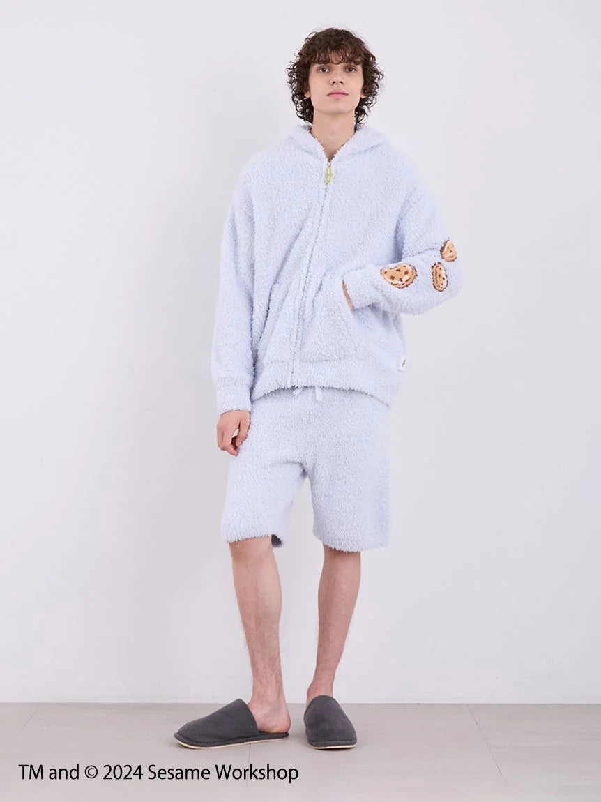 【SESAME STREET】 MEN's Cookie Monster Hoodie and Shorts Loungewear Set Dapper Men's 1920S