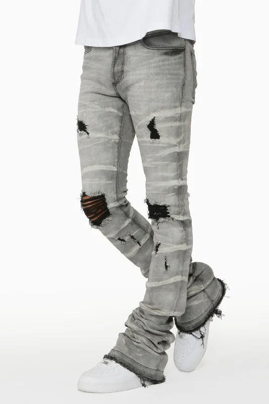 Sniper Light Grey Super Stacked Flare Jean Stylish Men's Neon