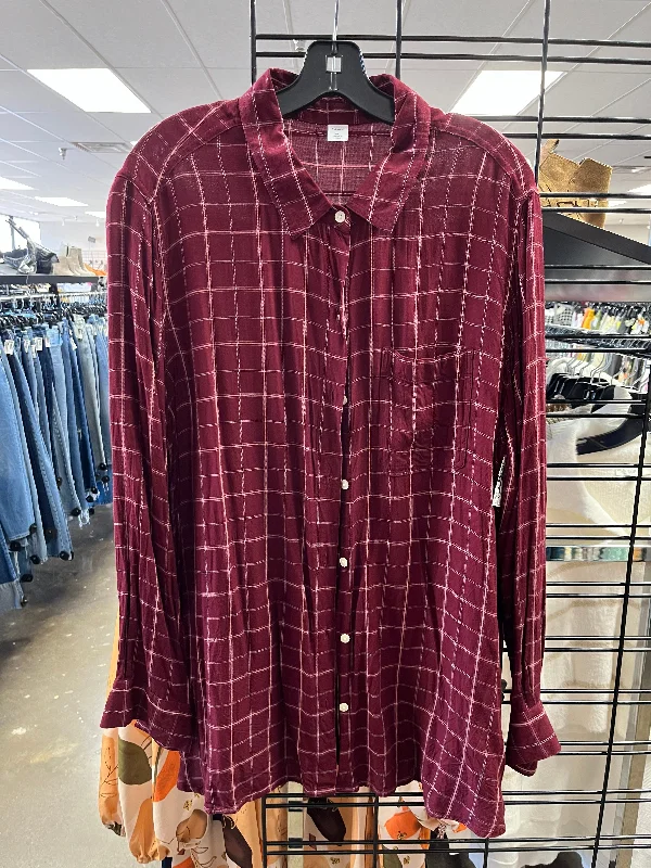 Top Long Sleeve By Old Navy In Plaid Pattern, Size: Xxl Adventure