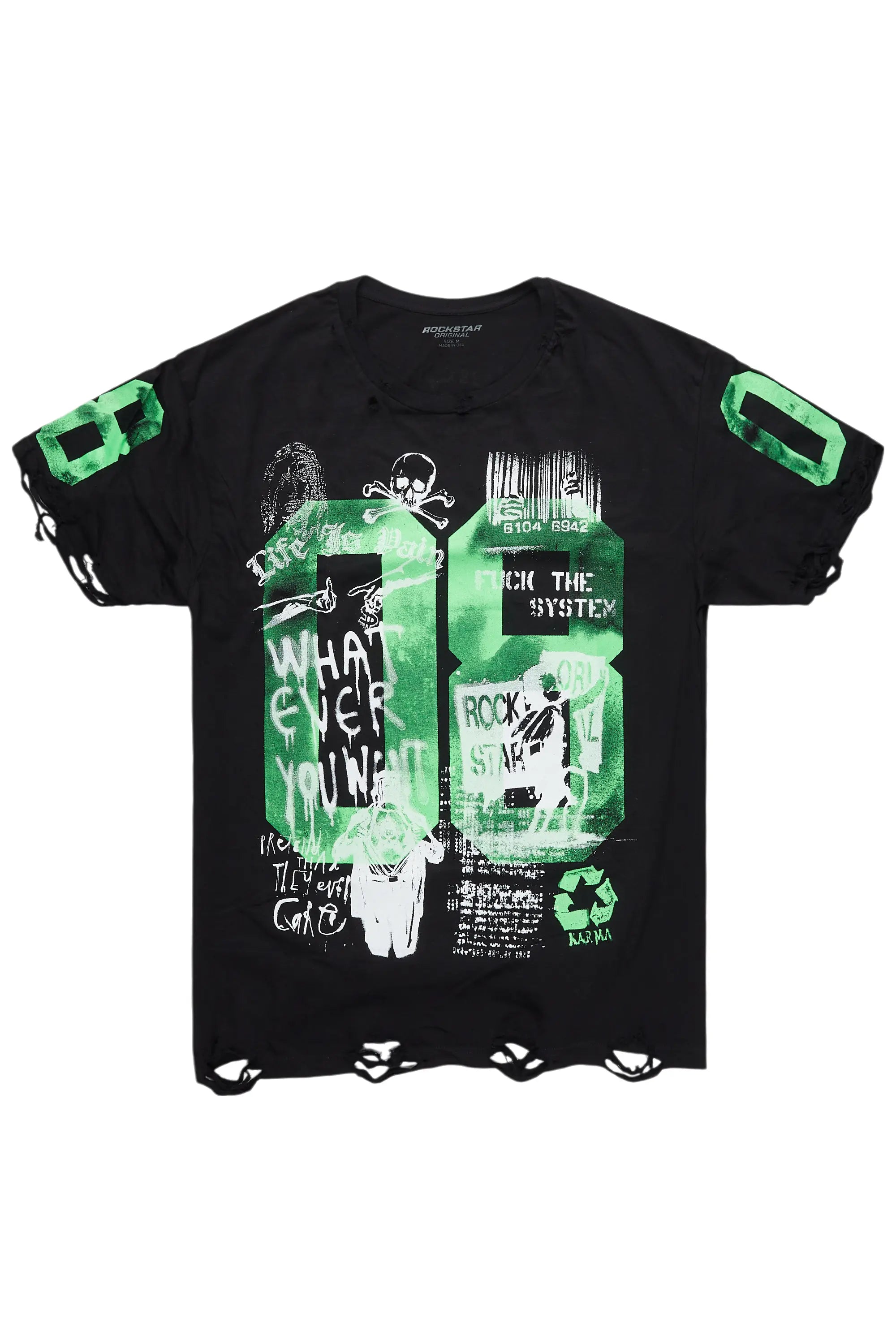 Grill Black/Green Graphic Oversized T-Shirt Cozy Men's Winter