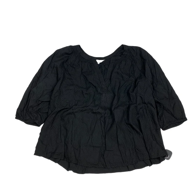 Top 3/4 Sleeve By Crown And Ivy In Black, Size: 4x Trendy Men's Oversized