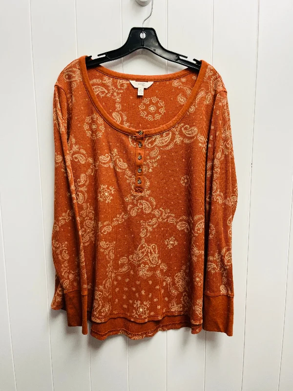 Top Long Sleeve By Terra & Sky In Orange, Size: 1x Relaxed Men's Australian 