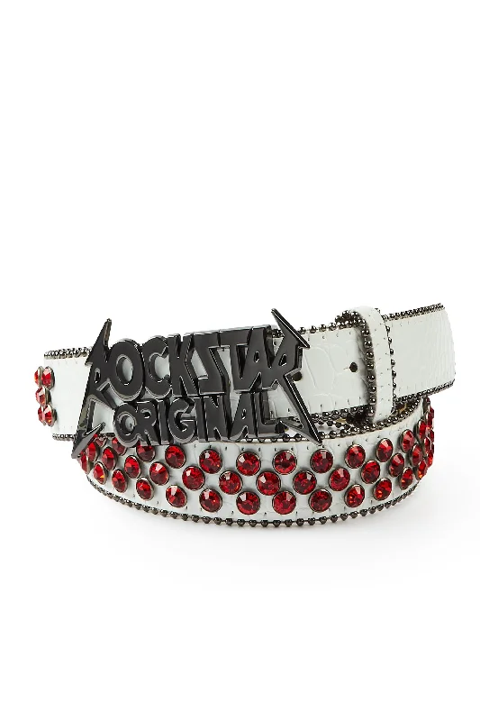 Silas Rockstar Logo Belt- White/Red Sophisticated Men's 