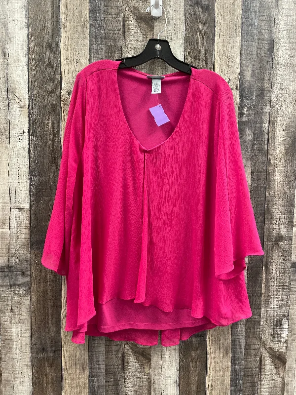 Top 3/4 Sleeve By Catherines In Pink, Size: 1x Sporty Men's Athleisure 