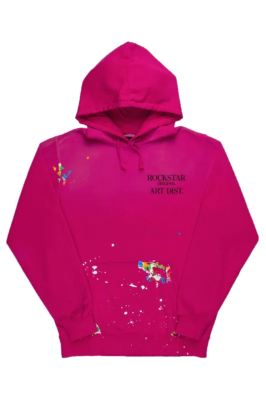 Rockstar Art Dist. Fuchsia Graphic Hoodie Dynamic Men's Moto