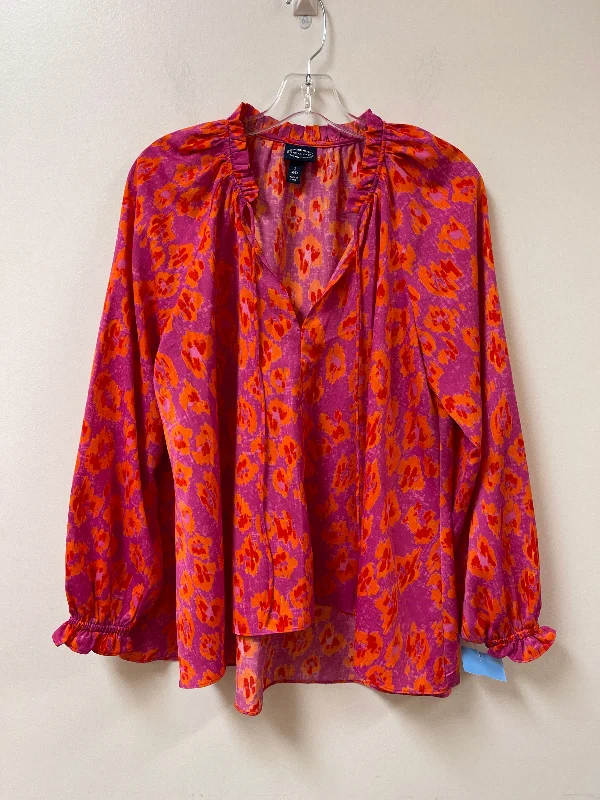 Top Long Sleeve By Scoop In Orange & Pink, Size: S Laid