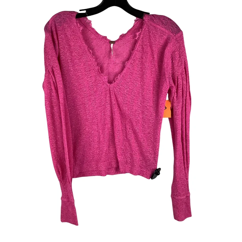 Top Long Sleeve By Free People In Pink, Size: S Casual Men's Short