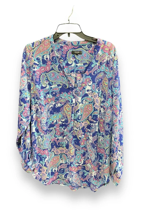 Paisley Print Top Long Sleeve Premise, Size 1x Modern Men's 