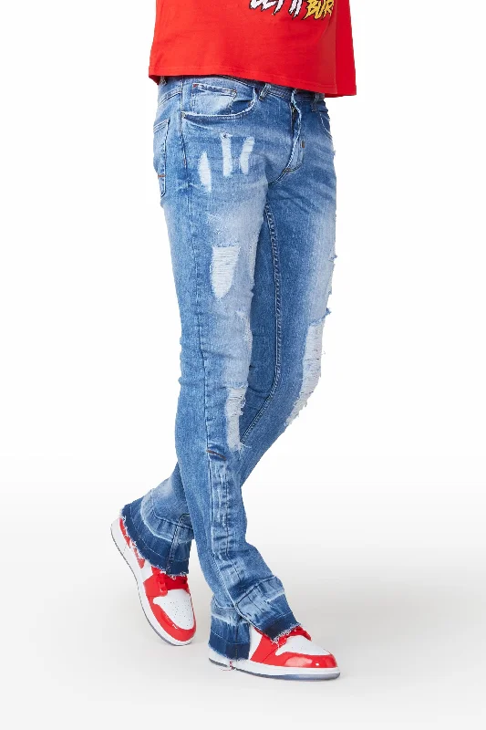 Zaul Blue Stacked Flare Jean Refined Men's Velvet