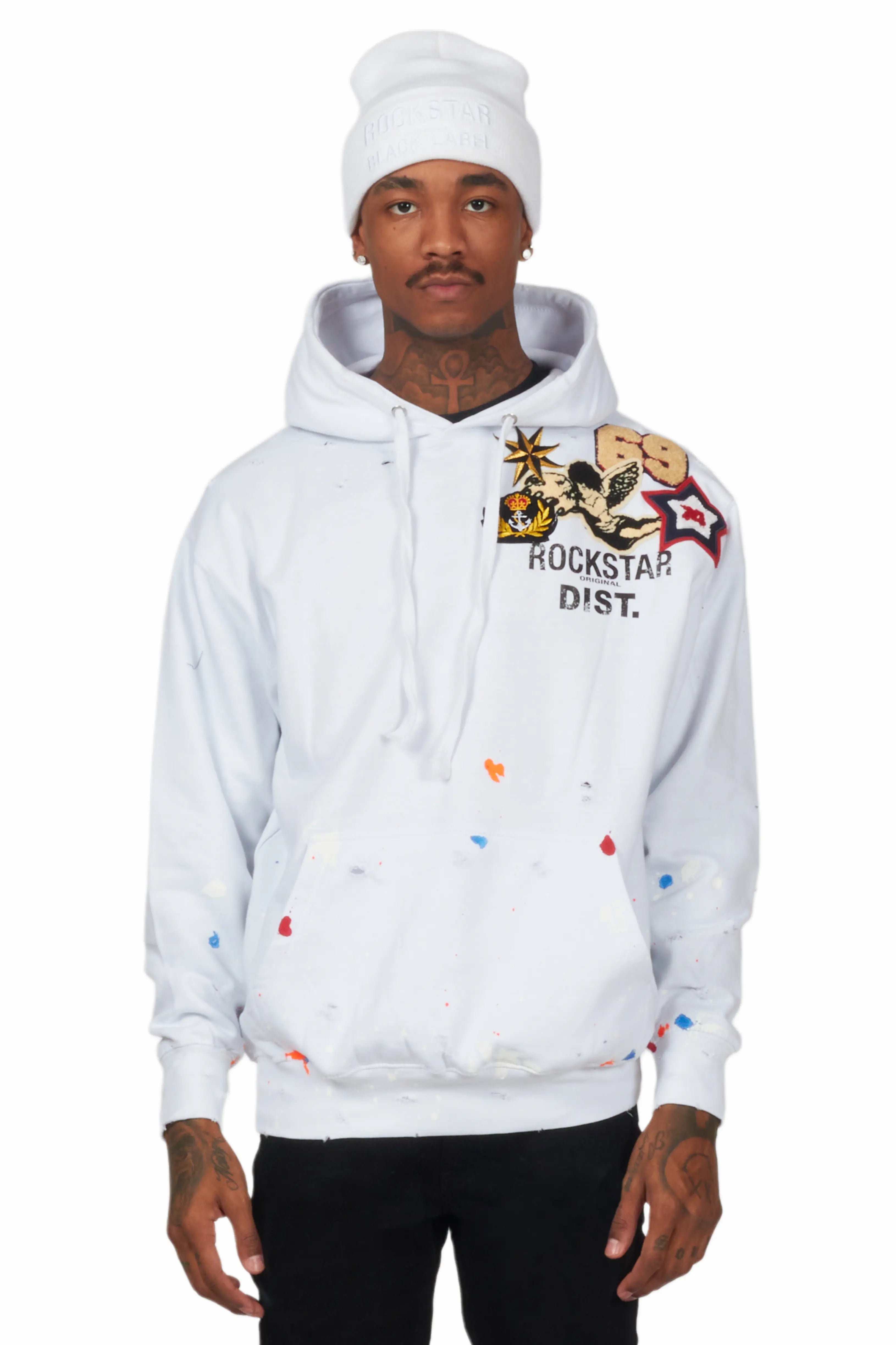 Samuel White Patchwork Graphic Hoodie Sporty Men's Tennis