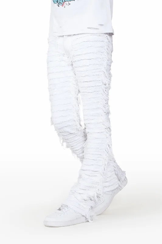 Baelor White Stacked Flare Jean Monochromatic All