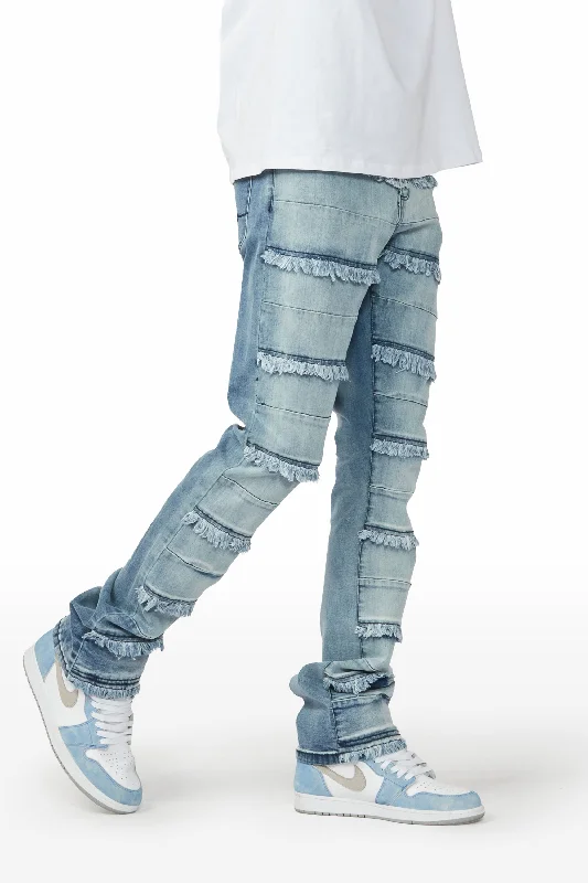 Oren Blue Stacked Flare Jean Stylish Men's Tropical 