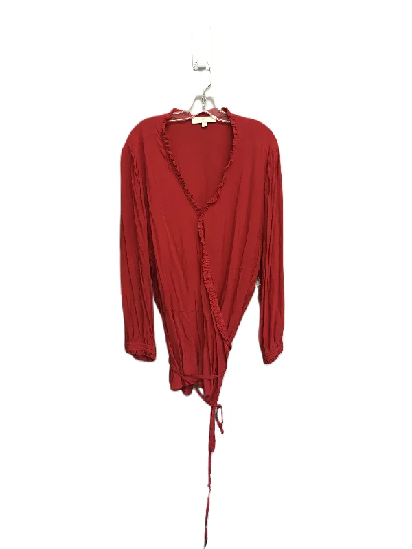 Red Top Long Sleeve By Loft, Size: 4x Adventure