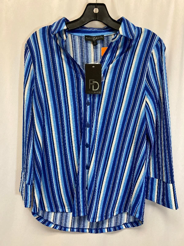 Top 3/4 Sleeve By Fred David In Blue, Size: M Sophisticated Men's French