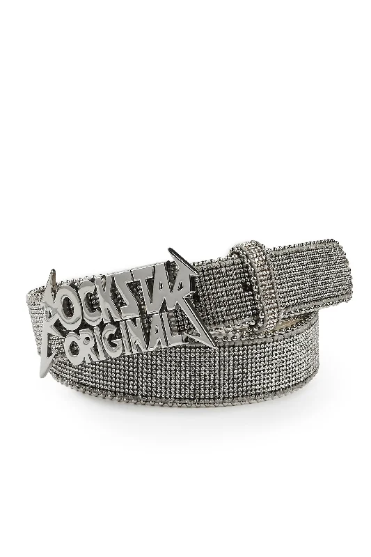 Obrian Rockstar Logo Belt- Silver Modern Men's 