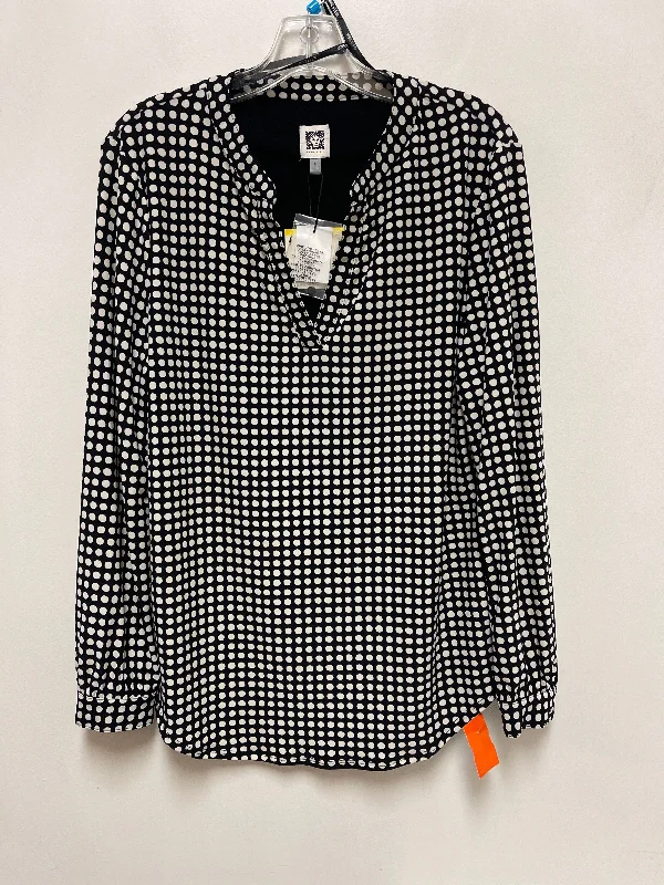 Top Long Sleeve By Anne Klein In Polkadot Pattern, Size: M Laid