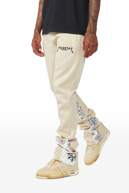 Everest Beige/Bandana White Stacked Flare Track Pant Laid