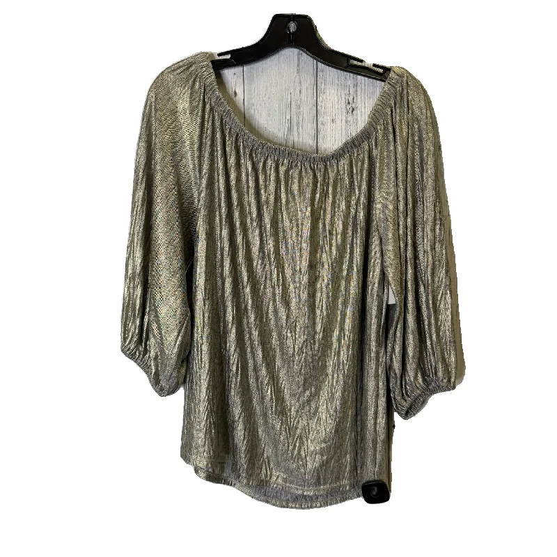 Top Long Sleeve By White House Black Market In Gold, Size: L Polished Men's Silk