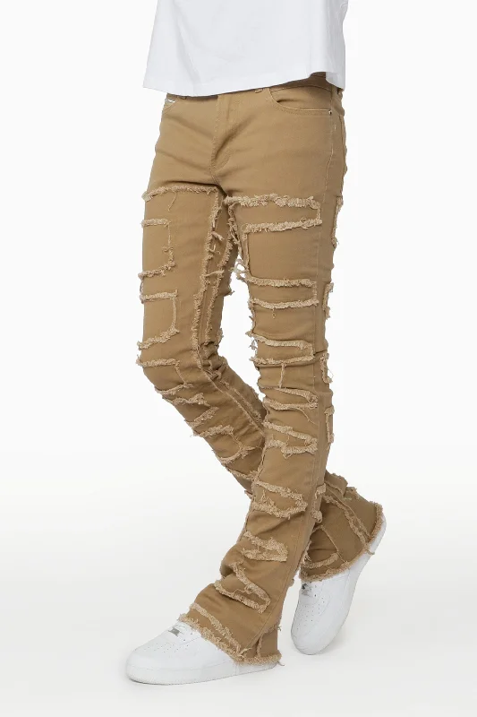 Gavin Beige Stacked Flare Jean Beach