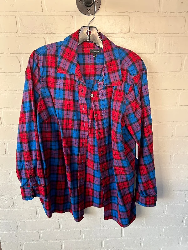 Top Long Sleeve By Talbots In Blue & Red, Size: Xl Lumberjack