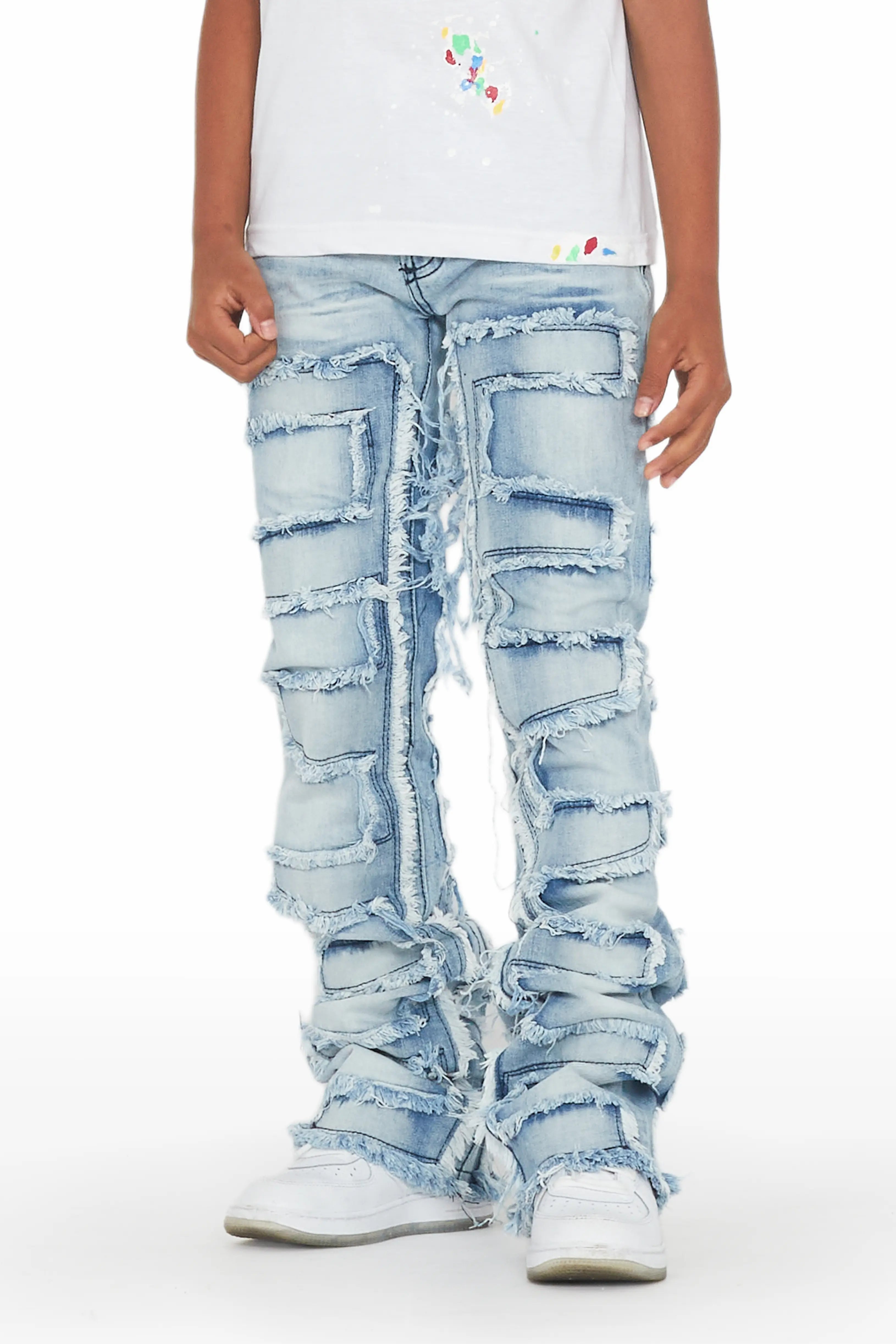 Boys Hallie Blue Super Stacked Flare Jean Tough Men's Military