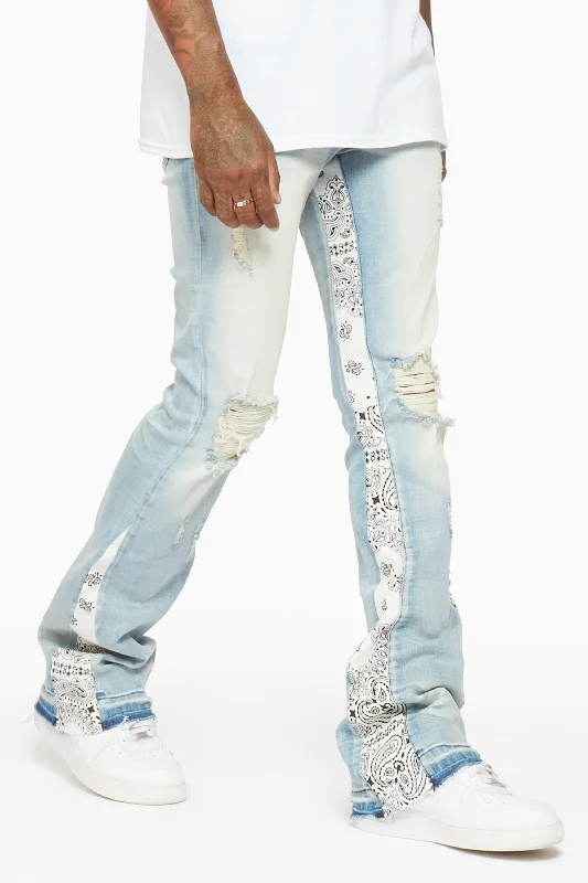 Wiz Blue Stacked Flare Jean Laid