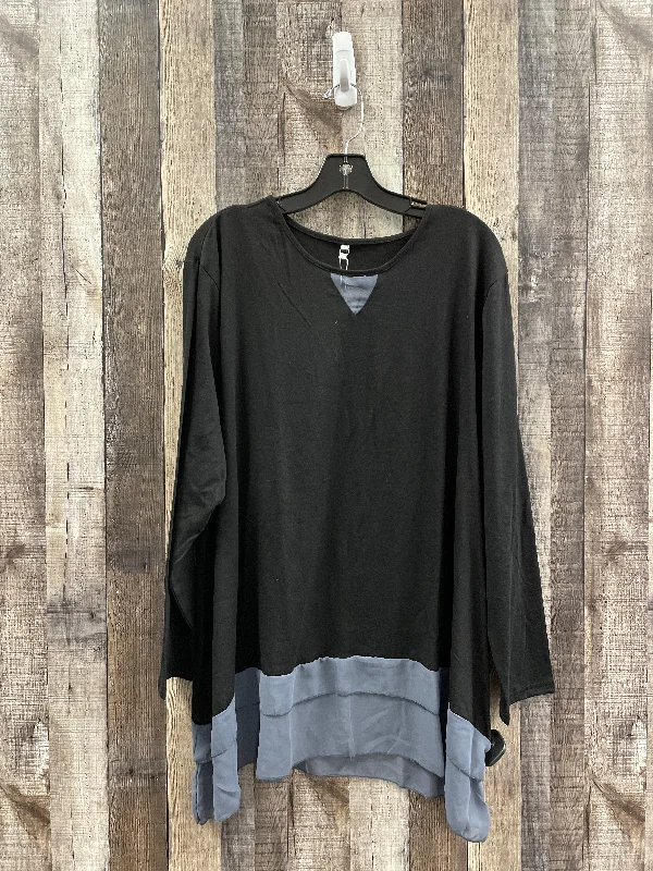 Tunic Long Sleeve By Cme In Black, Size: 2x Gym