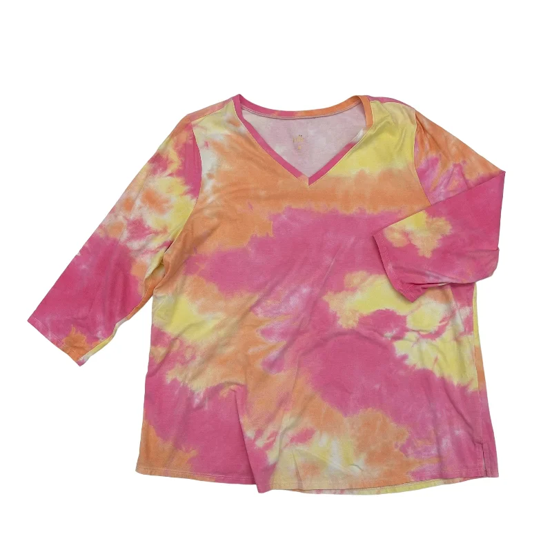 TIE DYE PRINT TOP 3/4 SLEEVE by BELLE BY KIM GRAVEL Size:XL Hip Men's Retro