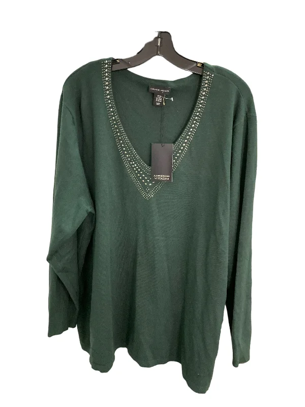 Top Long Sleeve By Adrienne Vittadini In Green, Size: 3x Refined Men's Velvet