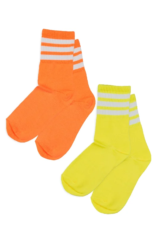 Girls Summer Vibes Neon Orange/Yellow Tube Socks (2 pack) Earthy Men's Hemp