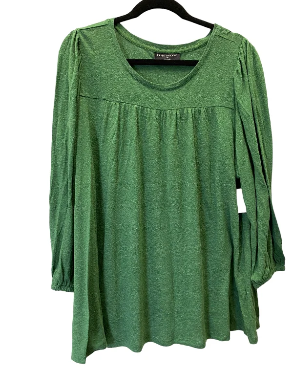 Top 3/4 Sleeve By Lane Bryant In Green, Size: 1x Edgy Men's Punk