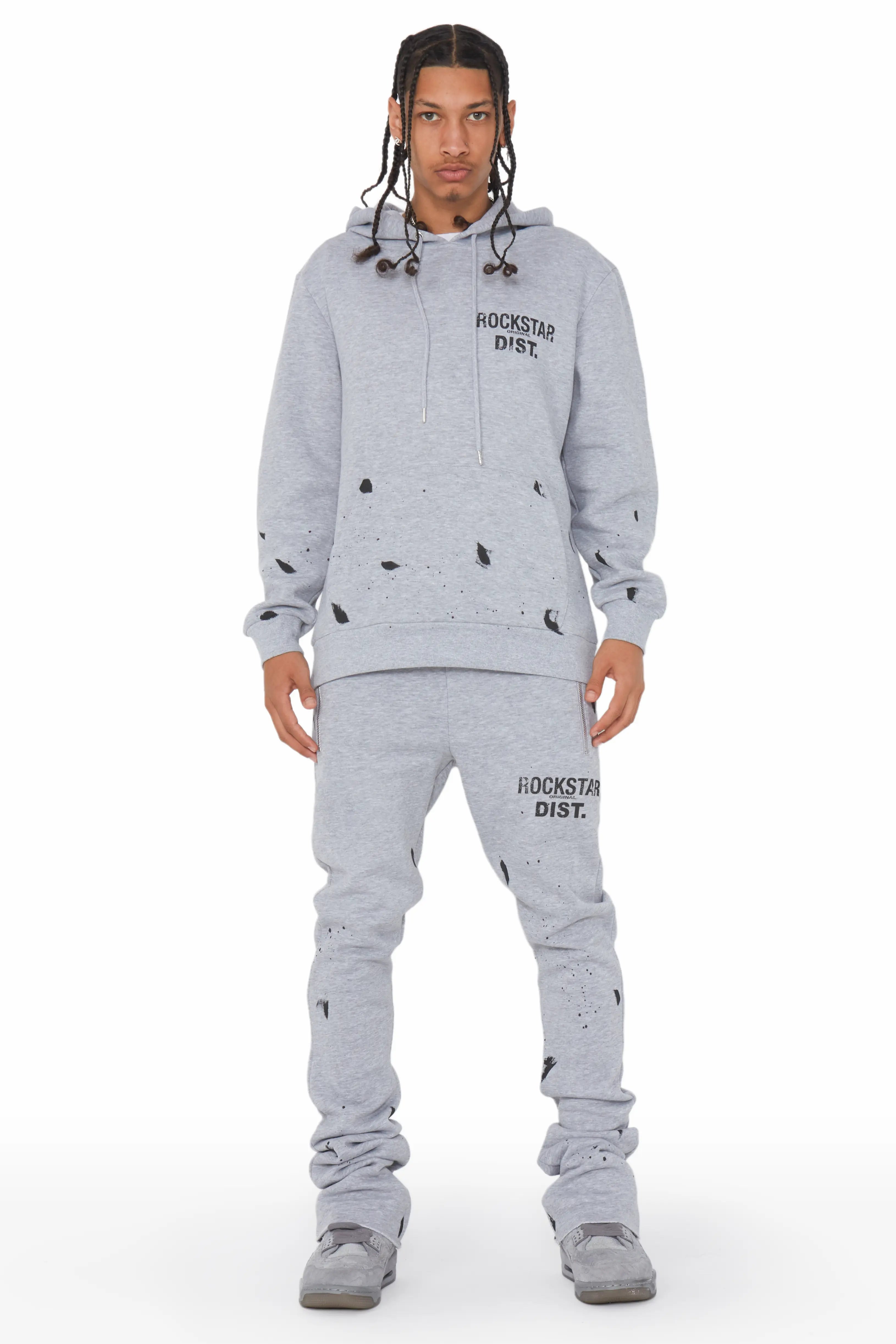 Raffer Grey Hoodie/Super Stacked Flare Track Set Relaxed Men's Australian 