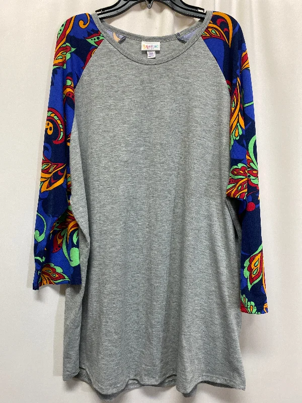 Top Long Sleeve By Lularoe In Grey, Size: 3x Stylish Men's Neon