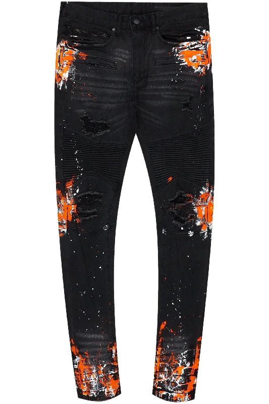 Elias Black/Orange Painter Jean Hip Men's Retro