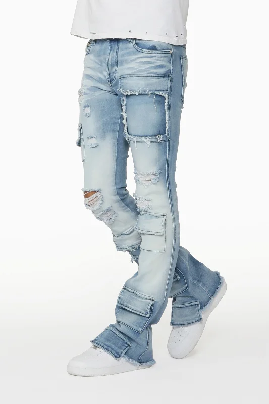 Glenn Blue Stacked Flare Jean Tailored